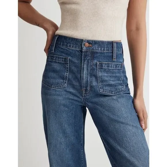 MADEWELL The Perfect Vintage Patch Pocket Wide Leg Jeans Sz 32P - Picture 3 of 12